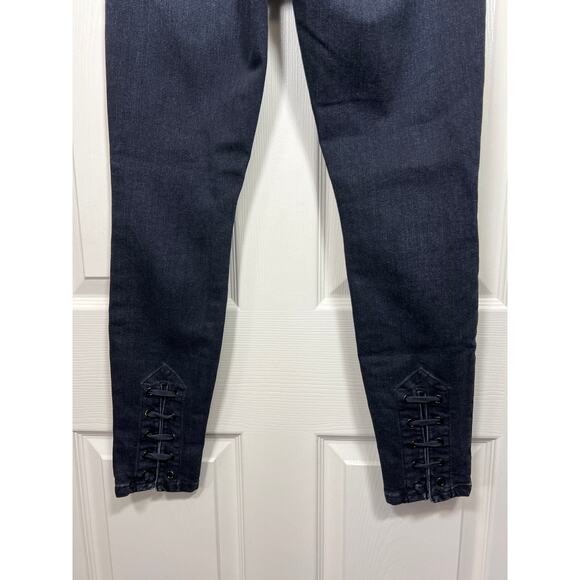 Current/Elliott Black Stiletto Slit Watchtower Eyelets Jean Womens 24 / 0 Grunge - Picture 8 of 12